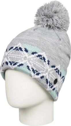 Roxy Ladies' Lizzie Pom-Pom Beanie 2019-2020 -Ski Supplies Store erjha03554 lizziebeanie sjeh heather grey final